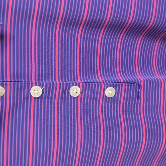 Nike Golf FitDry Day On The Links Purple and Pink Striped Polo - Picture 4 of 5